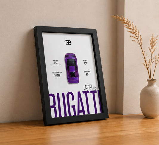 NOVA Bugatti EB110 3D Frame – Premium Handmade Wall Art