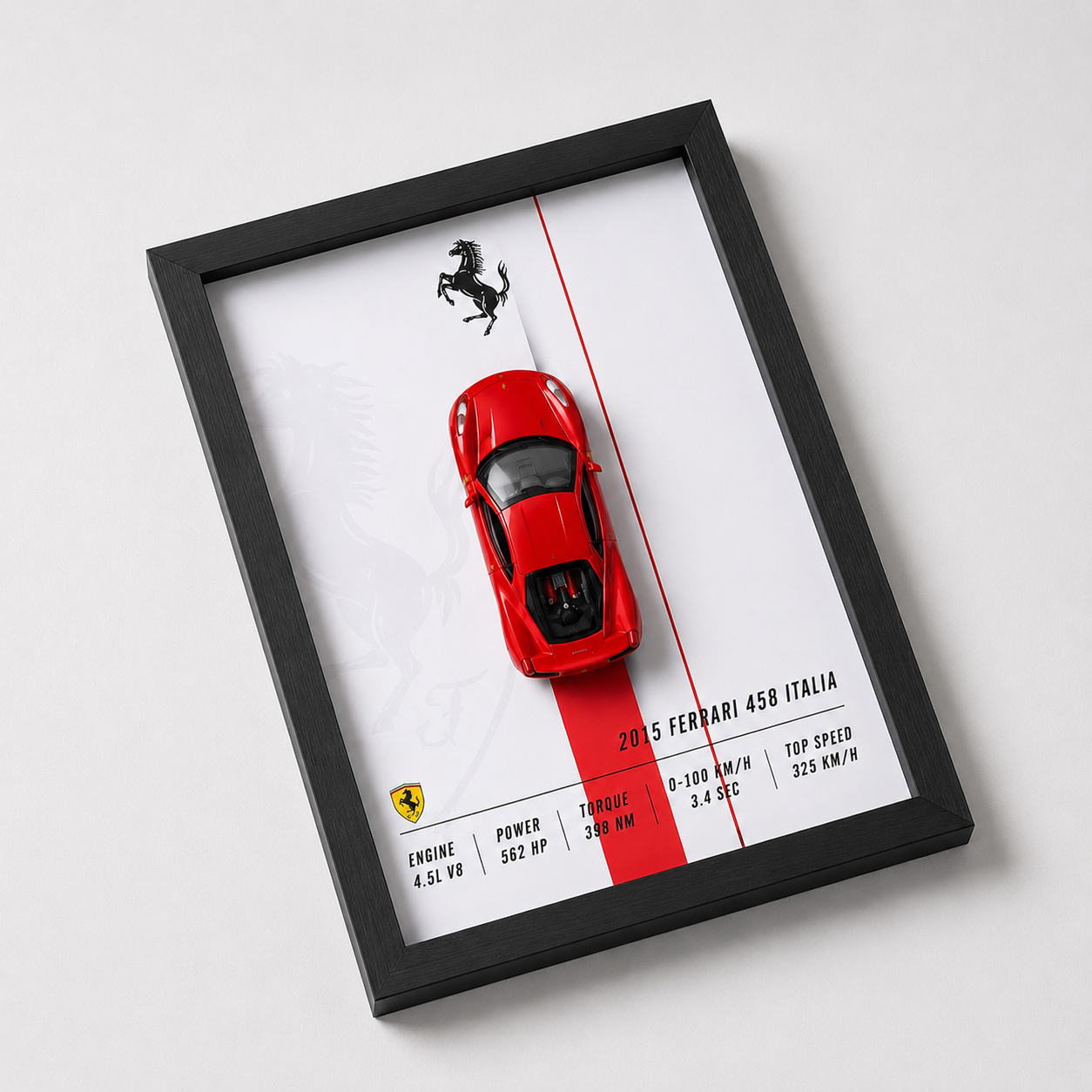 Ferrari 458 Italia 3D Wall Frame | Premium Automotive Wall Art